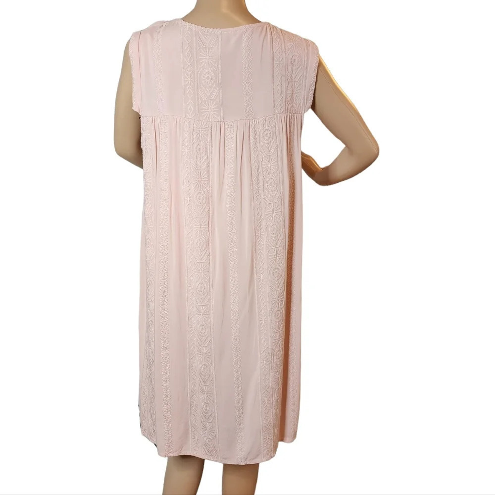 Knox Rose Pink embroidered sleeveless dress.  Size XL. Rayon. - Picture 3 of 16